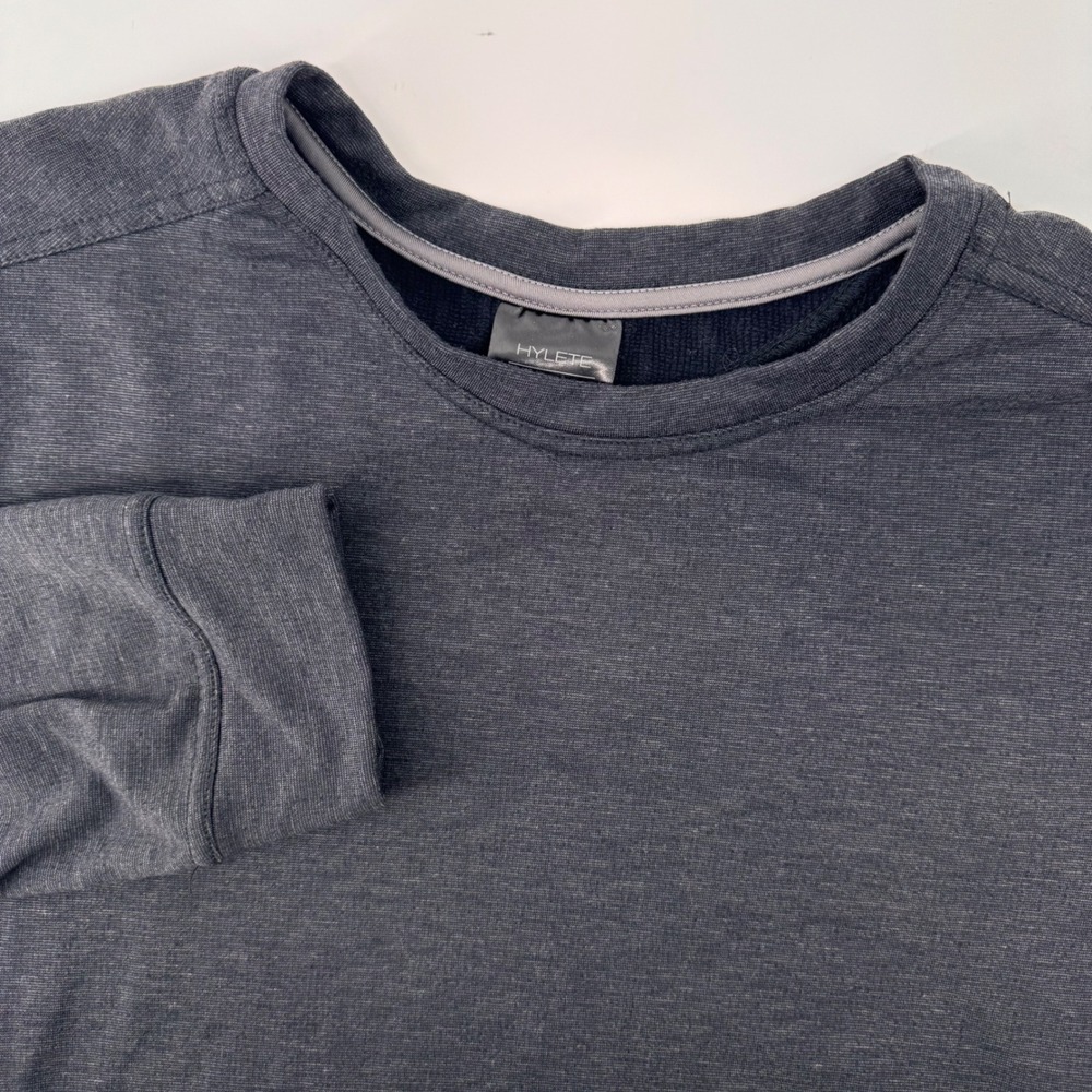 Hylete Performance Top Mens XXL Charcoal Grey Heathered Long Sleeve Side Pockets